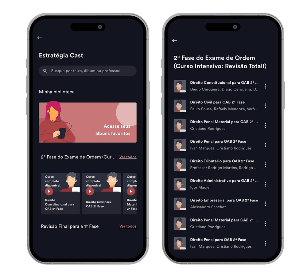 Smartphone com o app Estratégia