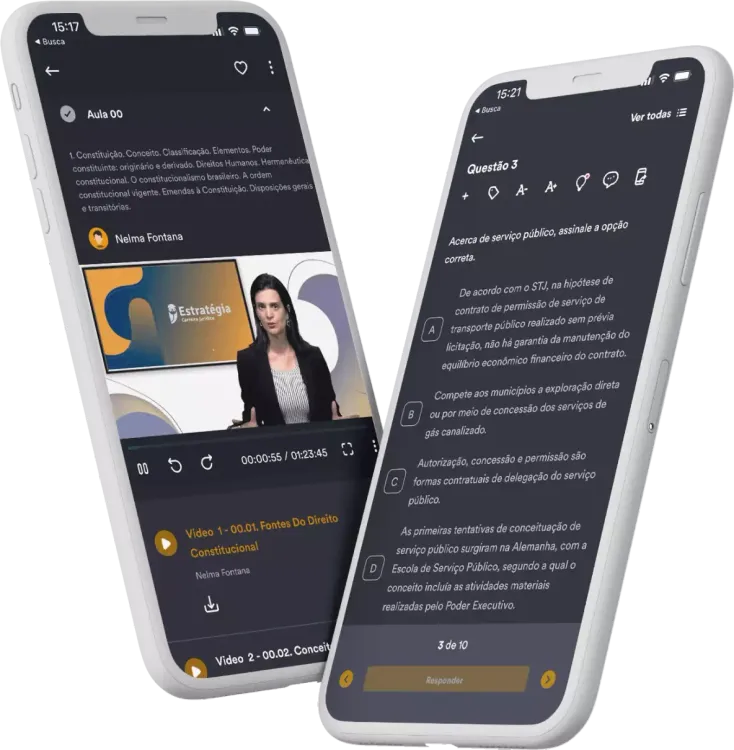 Smartphone com o app Estratégia